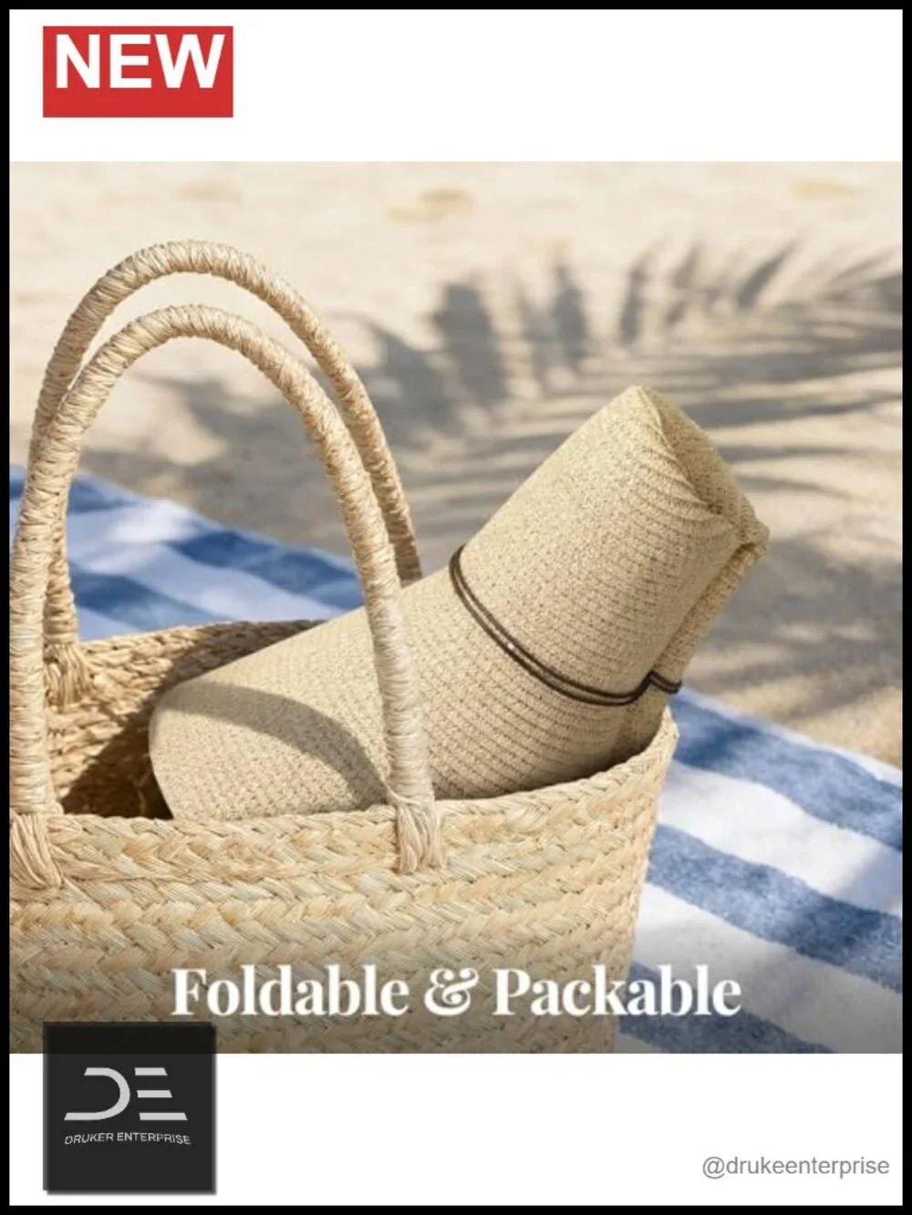 Wide Brim Sun Straw Hat UPF 50+ Foldable Travel Beach Hats